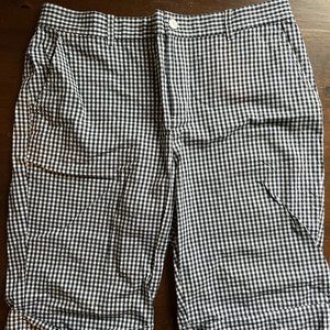 Ralph Lauren Unisex Navy and White Gingham Bermuda Shorts Size 10
